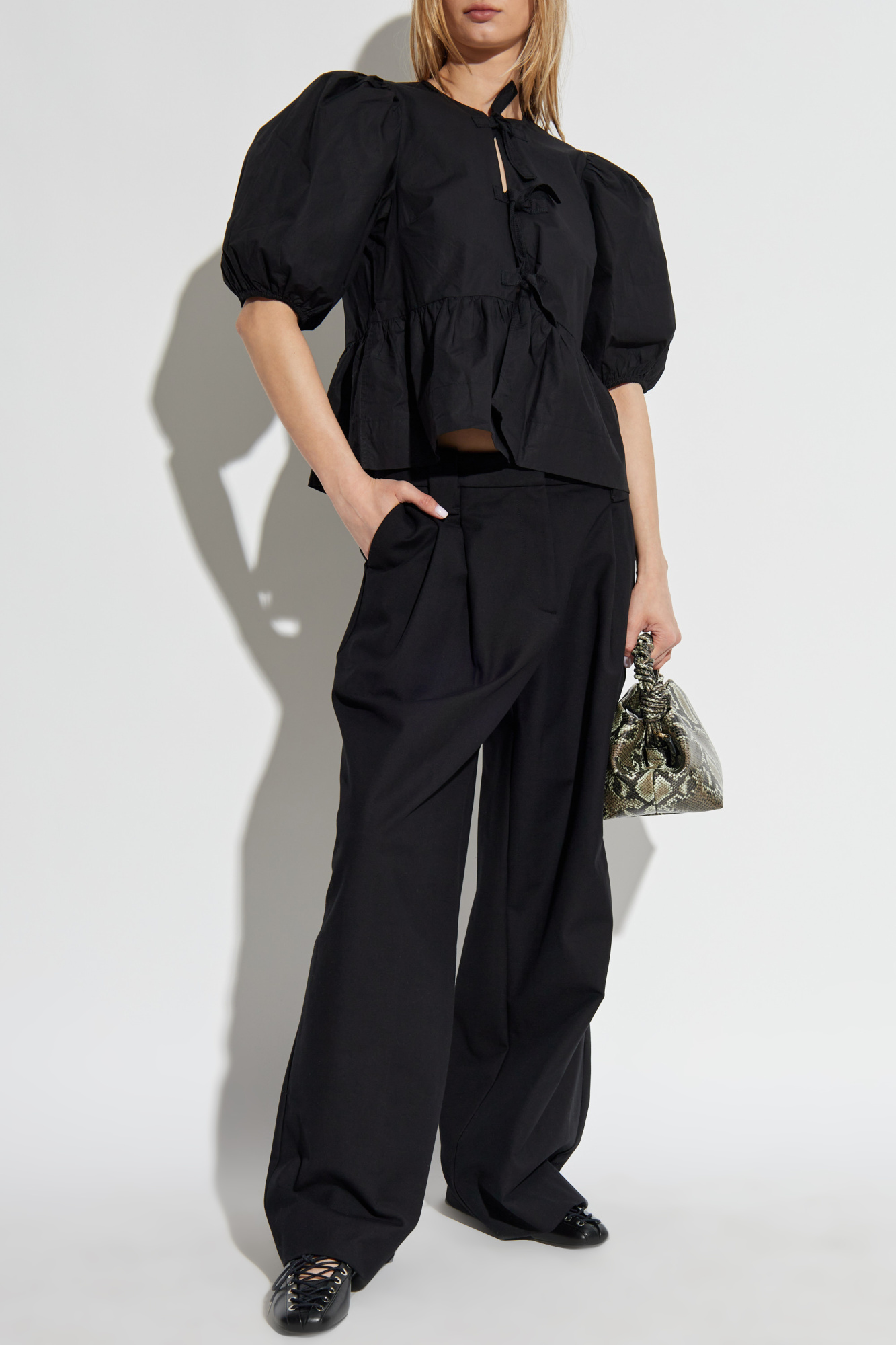 Ganni Top with decorative front ties | Women's | Vitkac